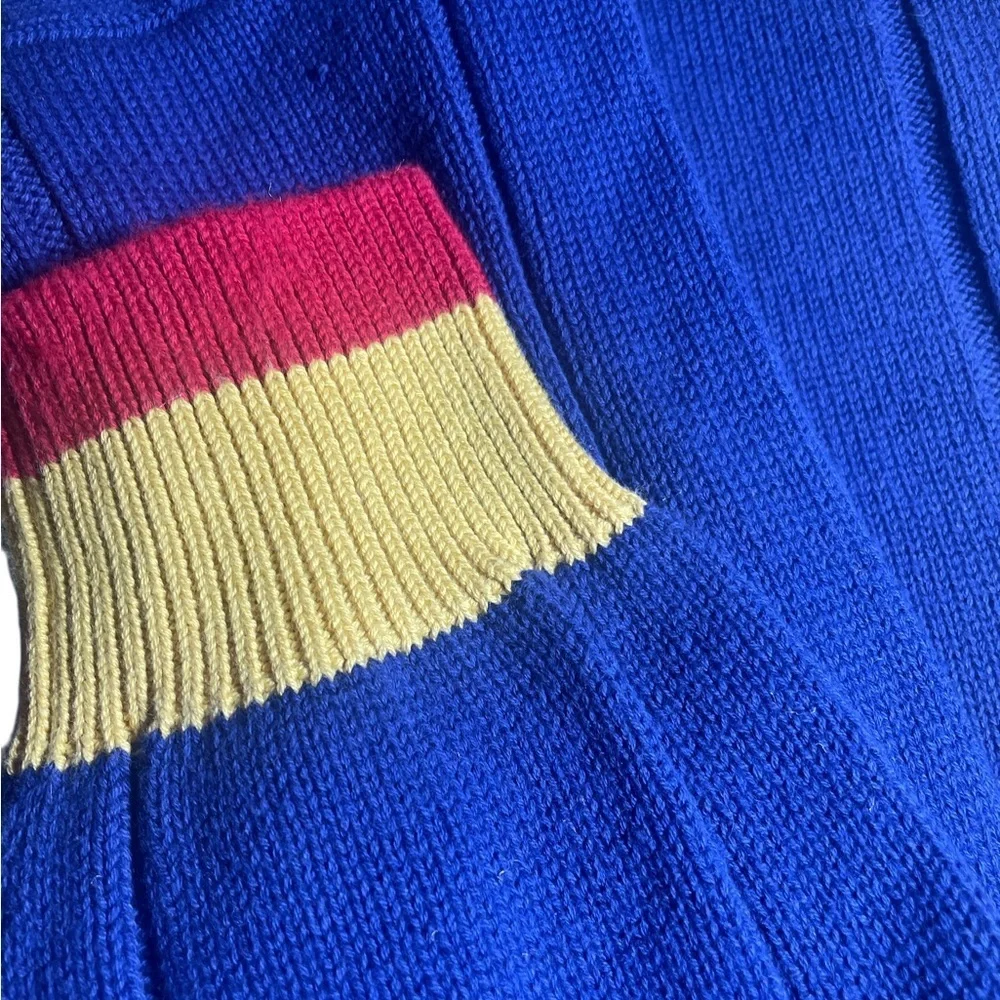 GANT Men's Blue Sweater with Red and Yellow Accents